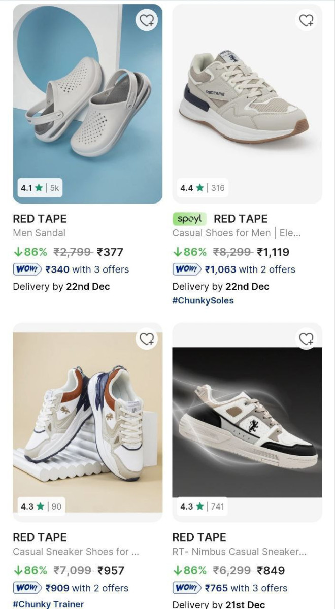 87 On Red Tape Footwears