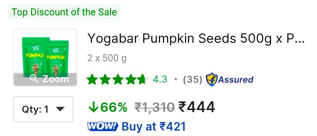 Yogabar 1kg Pumpkin Seeds At Rs 444