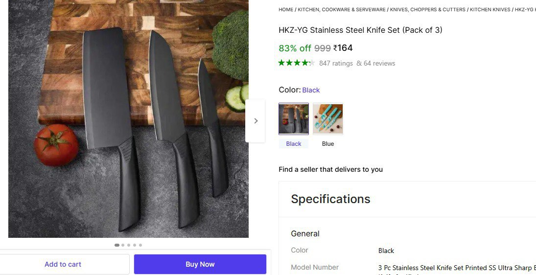 Shopsy Stainless Steel Knife Set At 164