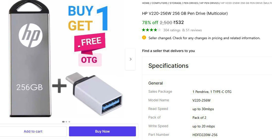 Shopsy Hp 128gb Pen Drive 2in1 Otg 300 256 Gb Click Here To Join All Deals