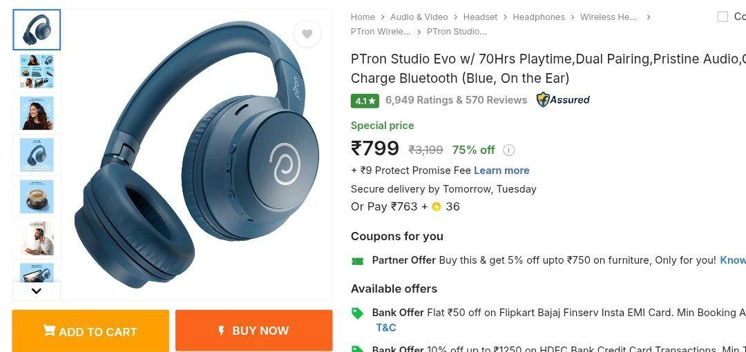 Ptron Wireless Headphone 799 899 Click Here To Join All Deals