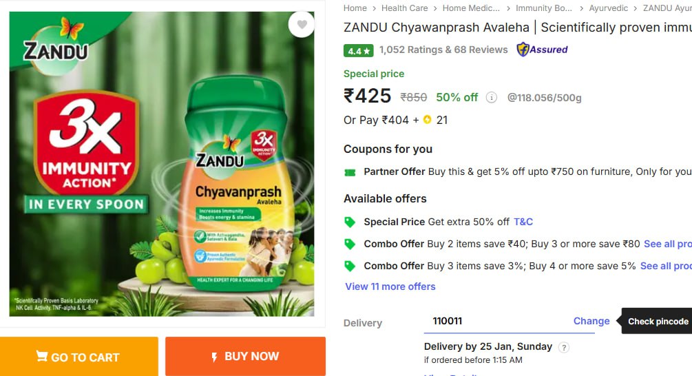 Zandu Chyawanprash Avaleha 1 8 Kg 425