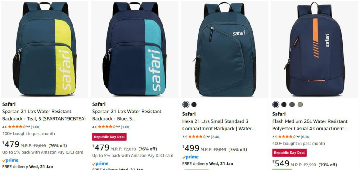 Safari Backpacks Starts 479
