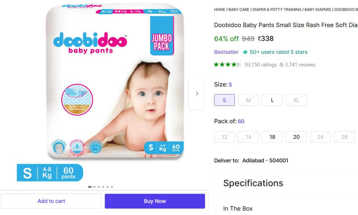 Soft Diaper Baby Pants (s 60 Pcs) 338more