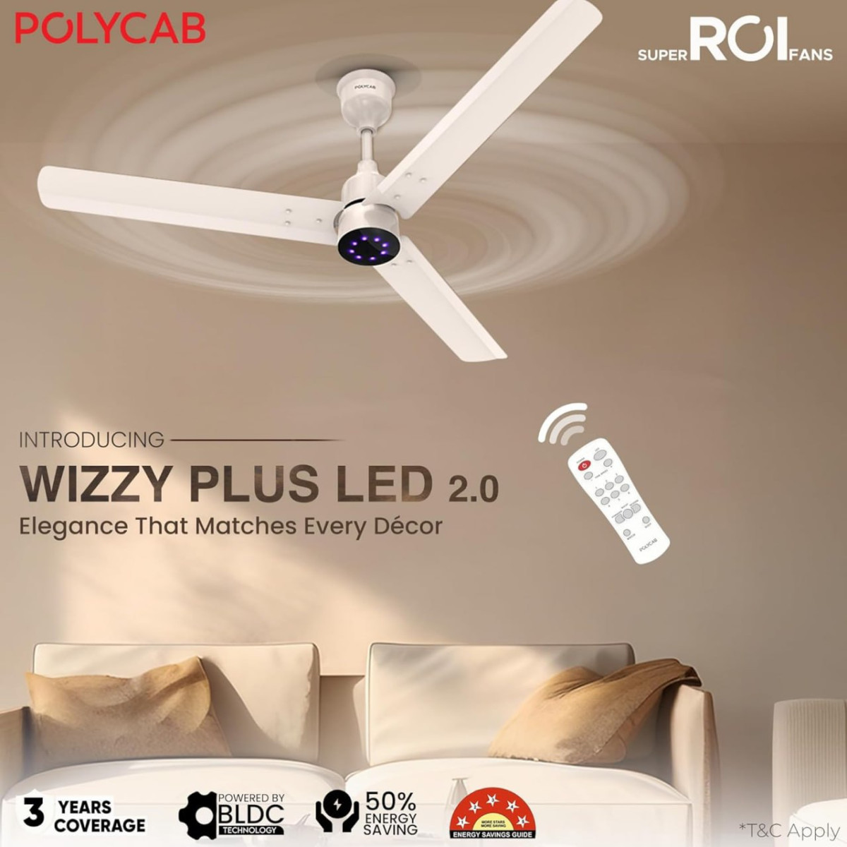 Polycab Wizzy Bldc Ceiling Fan With Remote 2399