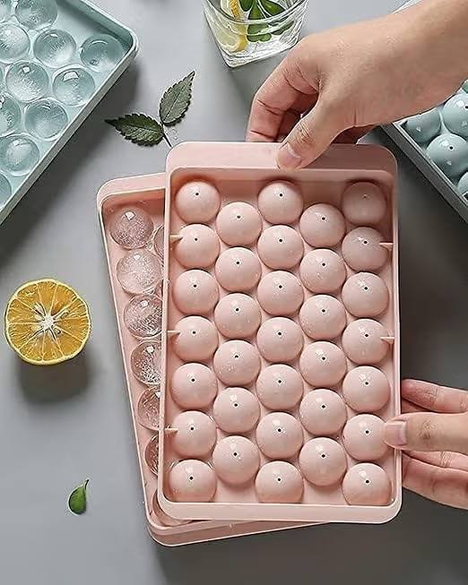 Erza Round Ice Cube Tray With Lid Ice Ball Maker Mold For Freezer Reusable 