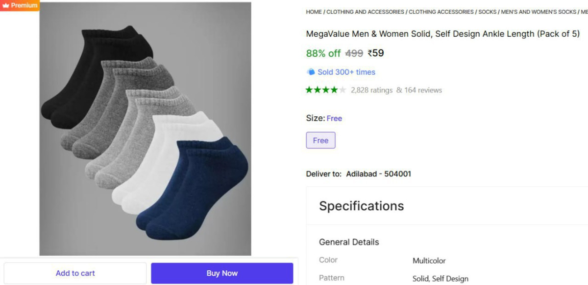 (pack Of 5) Ankle Length Socks At 59