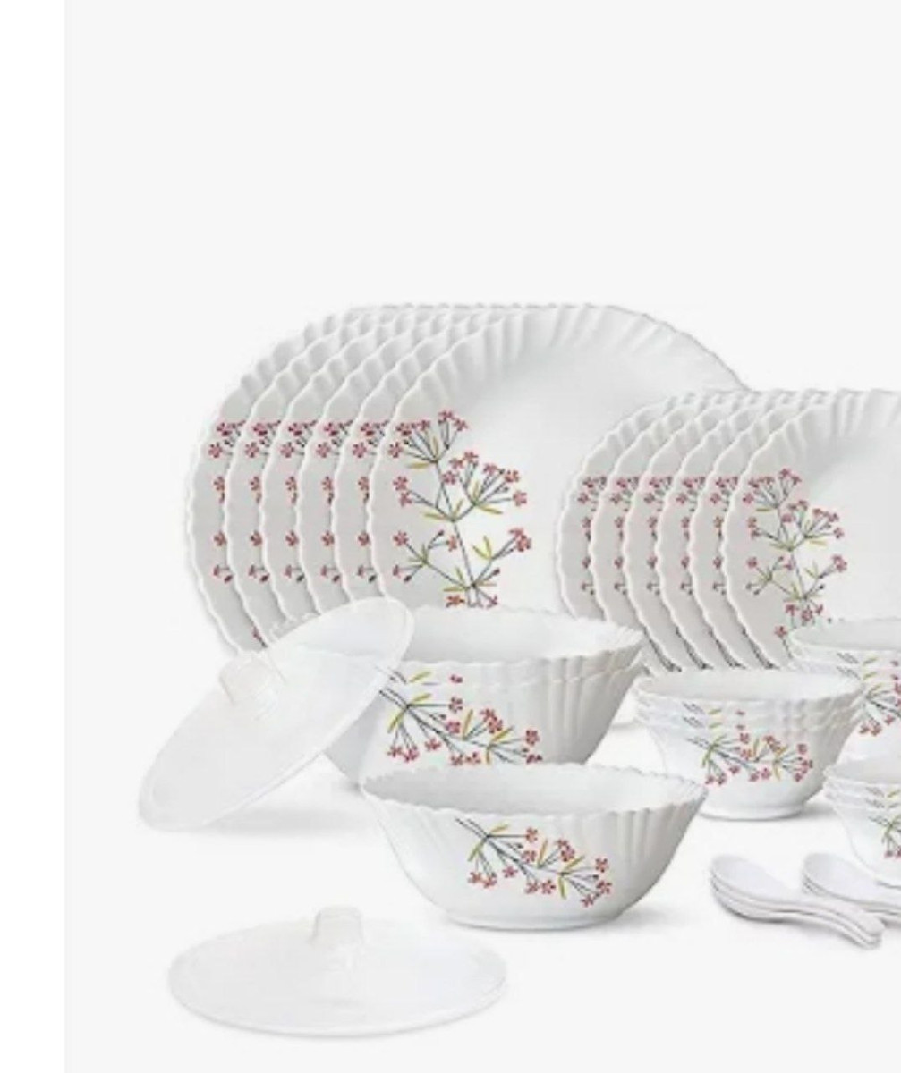 Larah By Borosil Dinner Set 35 Pieces 1299 Flat 400 With All Bank Cards Din