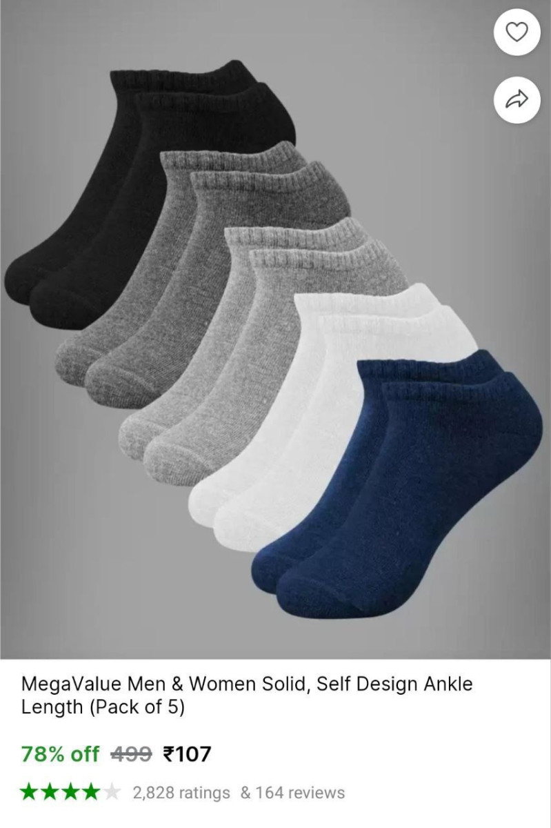 Ankle Length Socks (pack Of 5) 107