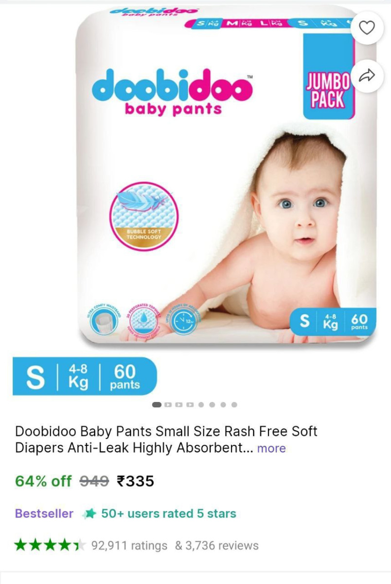 Soft Diaper Baby Pants (s 60 Pcs) 335 More