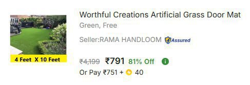 - Worthful Creations Artificial Grass Door Mat At Rs 791