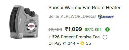 - Sansui Warmix Fan Room Heater At Rs 1099