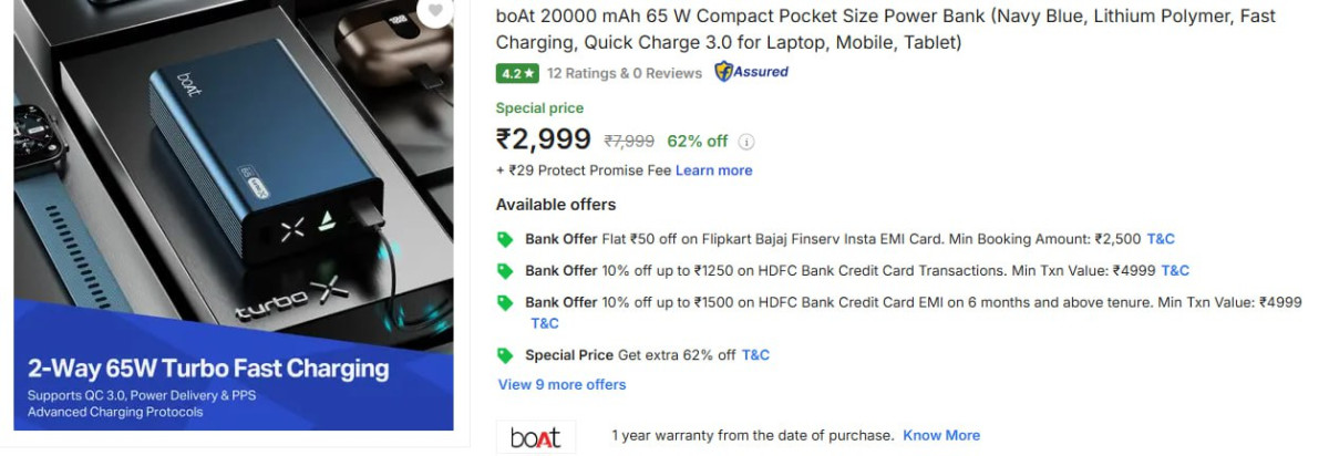 - Boat 20000 Mah Power Bank For Laptop Mobile Tablet At Rs 2999