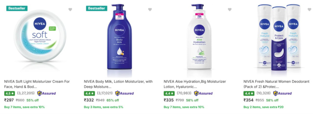 80 On Top Beauty Products Nivea Ponds Vaseline Lakme Park Avenue Clean Clea