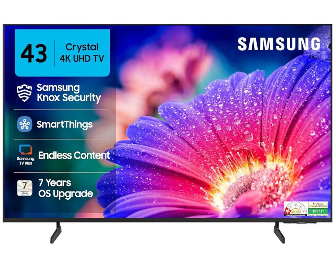 Samsung 108 Cm (43 Inches) Crystal 4k Vista Ultra Hd Smart Led Tvdeal Rs 22