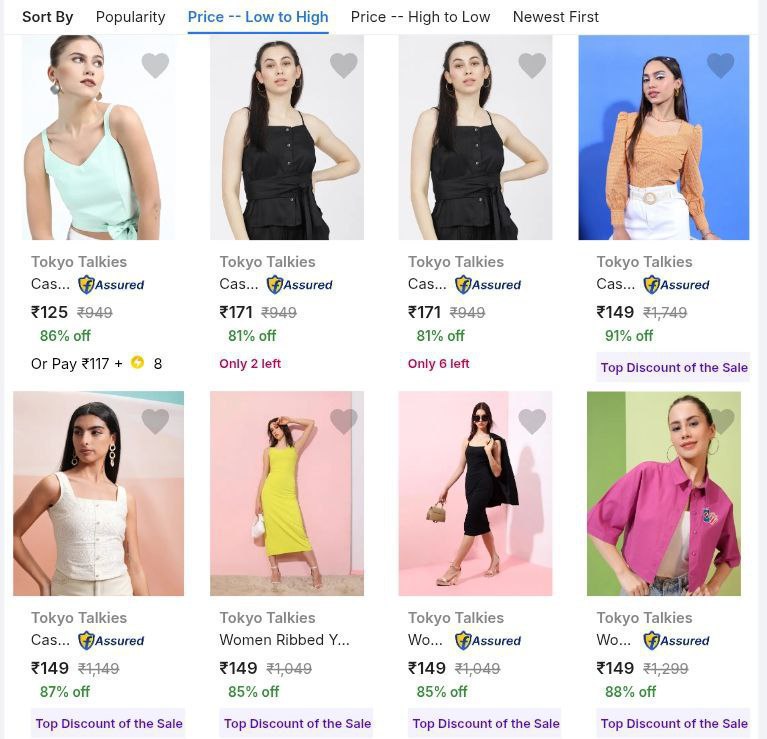 Loot Tokyo Talkies Women S Clothing Starting 125scroll Dresses Tops Shirts 