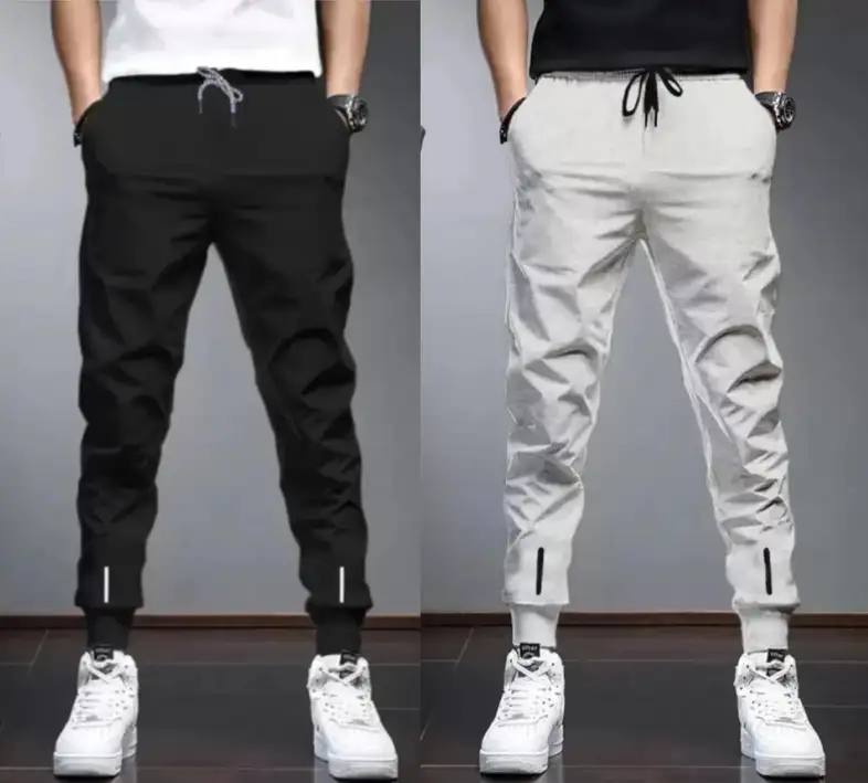 Rusksun Solid Men Black Grey Track Pantsdeal 137