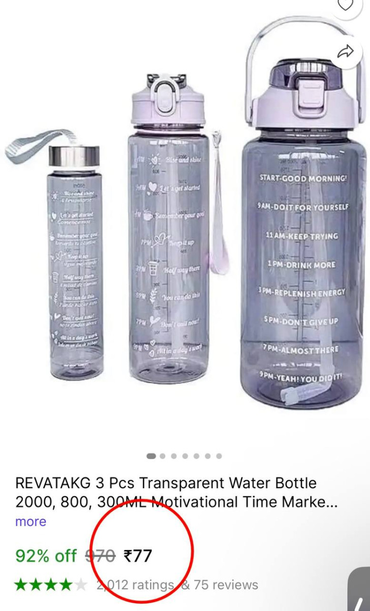 Lowest Evalavu Naram Irukunu Theriyala Revatakg 3 Pcs Transparent Water Bot
