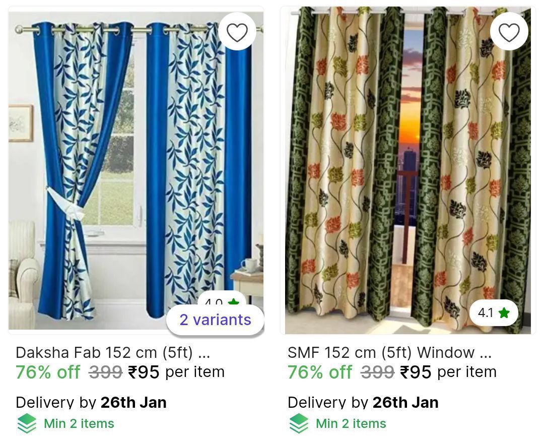 Curtains Starts From 95 Check Min Buy Quantity