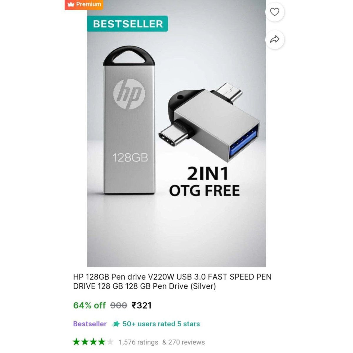 Hp 128gb Pen Drive 2in1 Otg 321 Click Here To Join All Deals