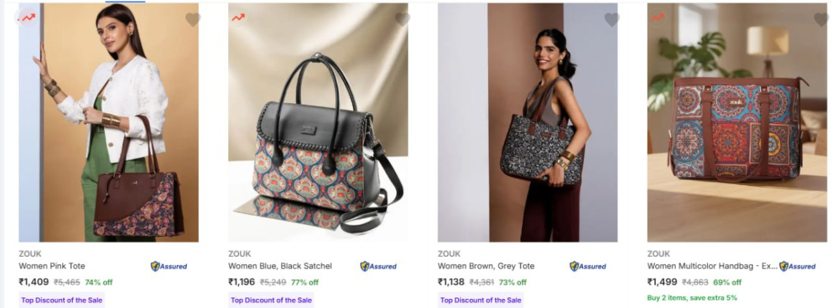 82 - Zouk Womens Bagsstarting Rs 737