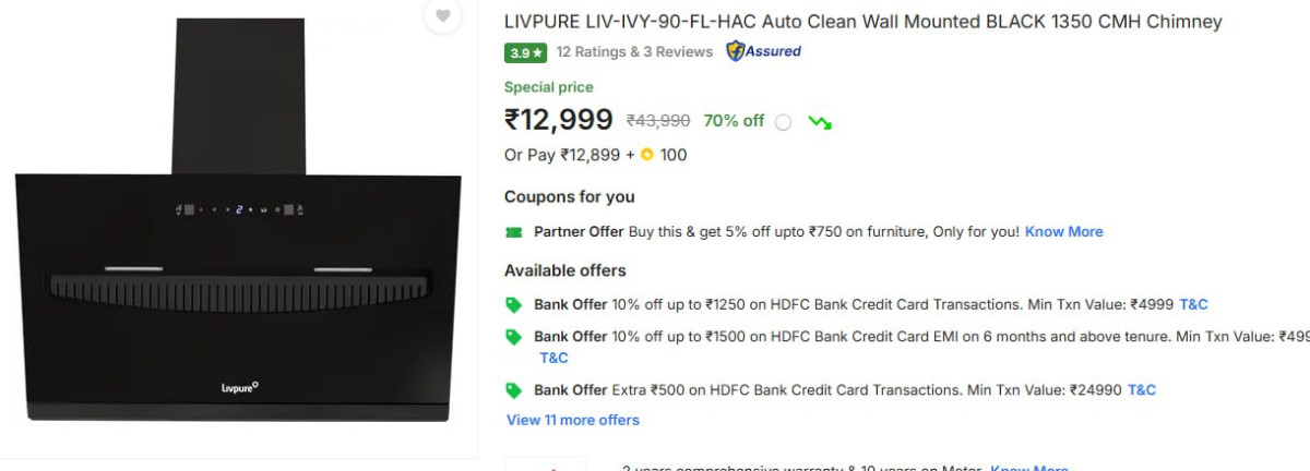 - Livpure Wall Mounted Chimney At Rs 12999