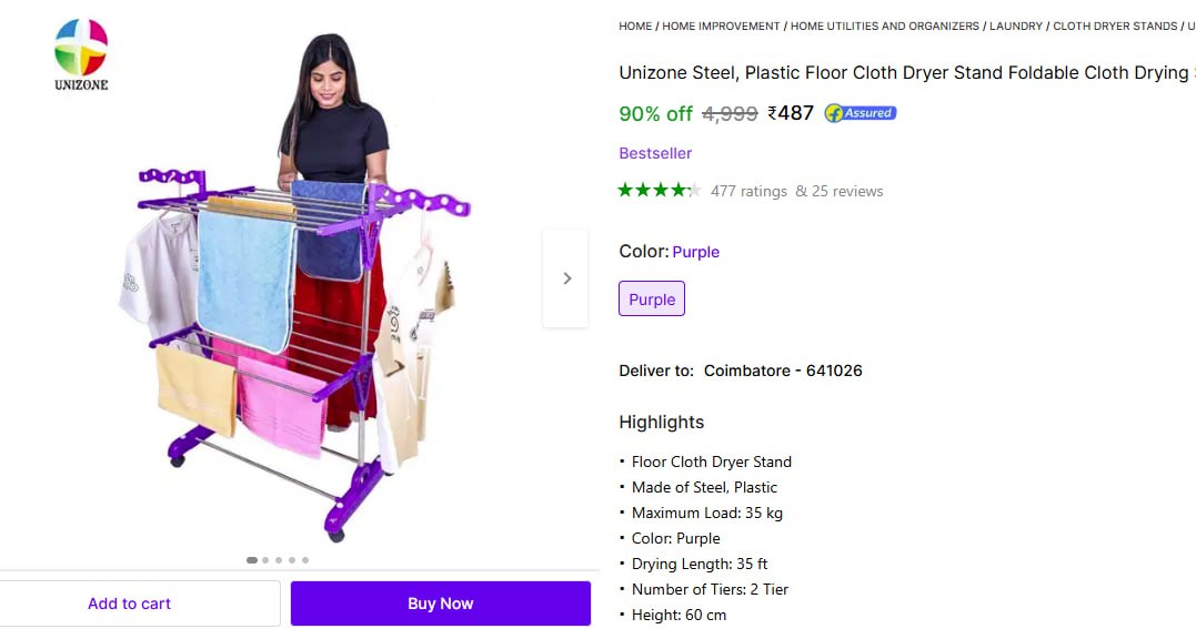 Tier Cloth Drying Stand 487