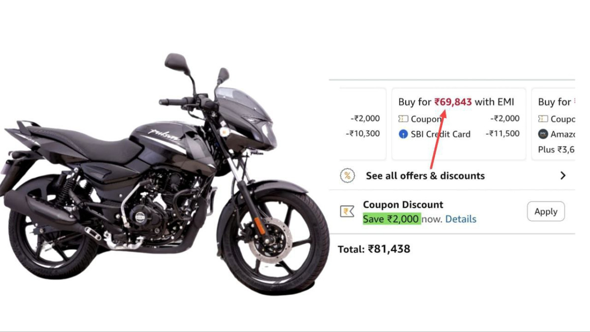 Bajaj Pulsar 125 Disc Motorcycle 69 843 -apply 2000 Coupon 10 250 Or 11500 