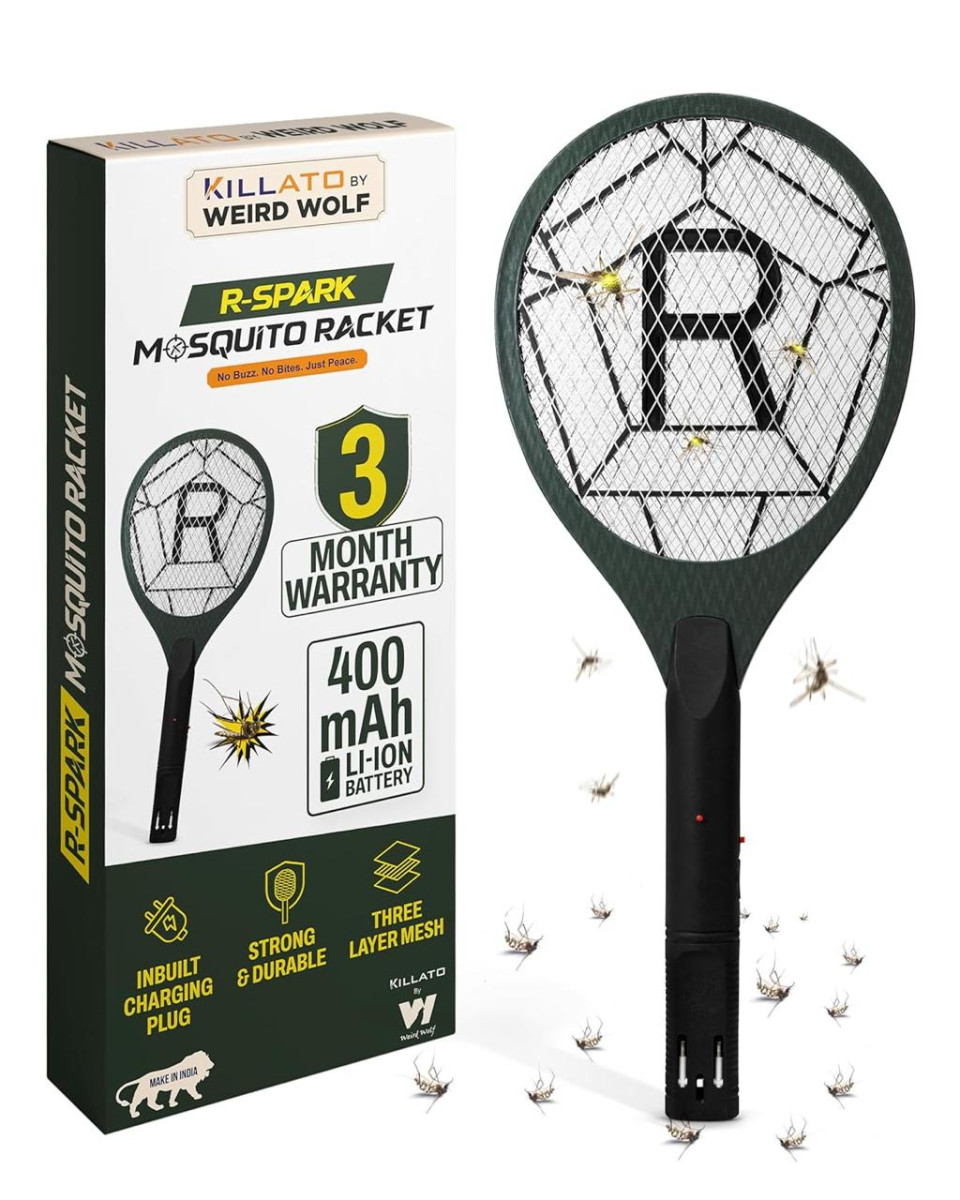 Weird Wolf Heavy Duty Mosquito Racket Bat Rechargeable Electric Fly Swatter