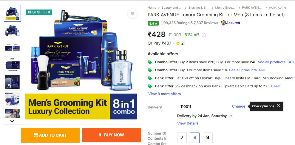 Park Avenue Luxury Grooming Kit 8 Items 428