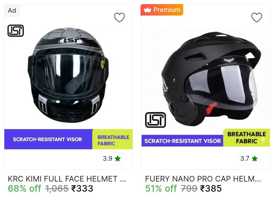 Helmet Starts From 333