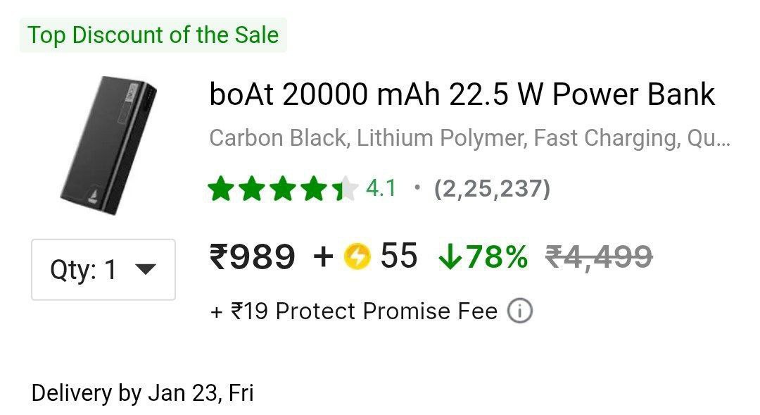 Loot 989 56scboat 20000 Mah Powerbank (22 5w)