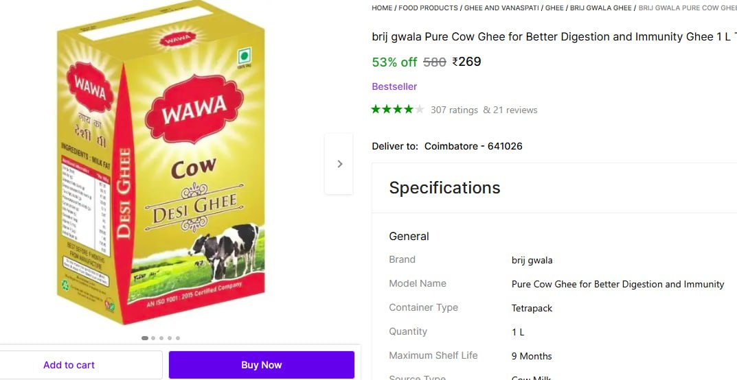 L Pure Cow Ghee 269