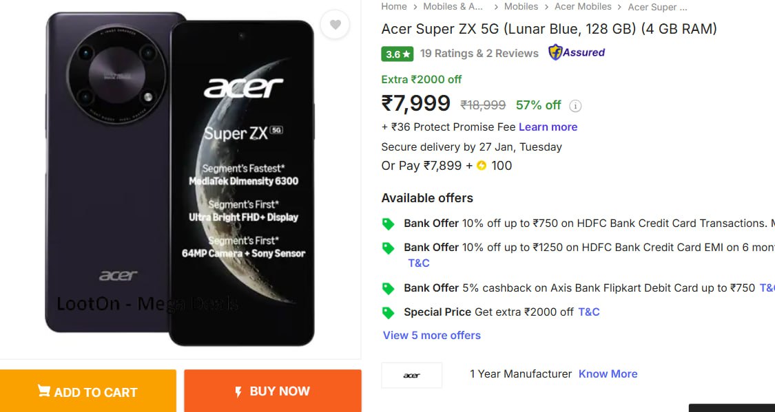 Acer Super Zx 5g (4gb 128 G 7999 Bank
