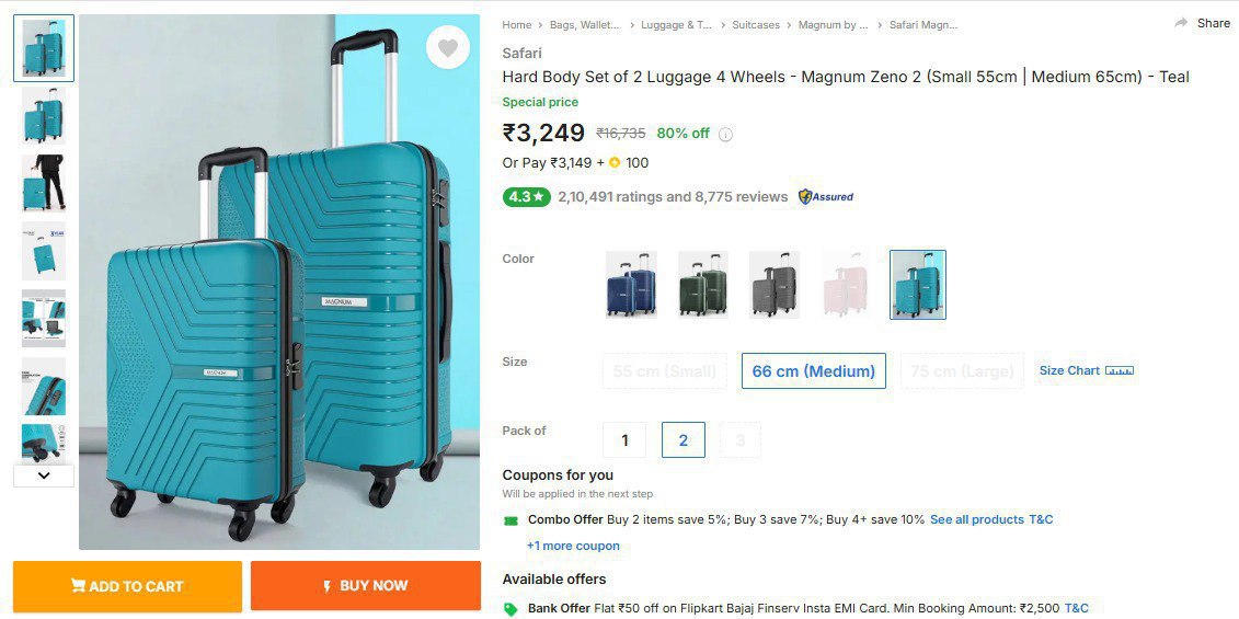 Safari Hard Body Luggage (set Of 2) 3249more Click Here To Join All Deals