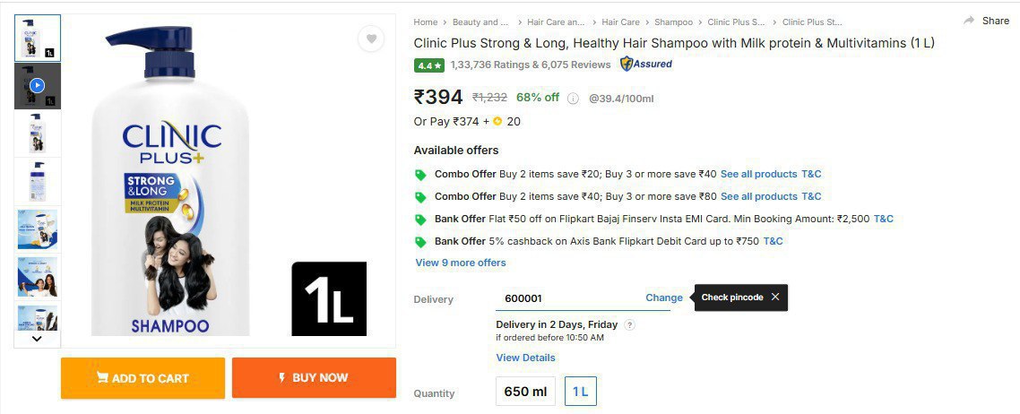 Clinic Plus Shampoo 1l 394 Click Here To Join All Deals