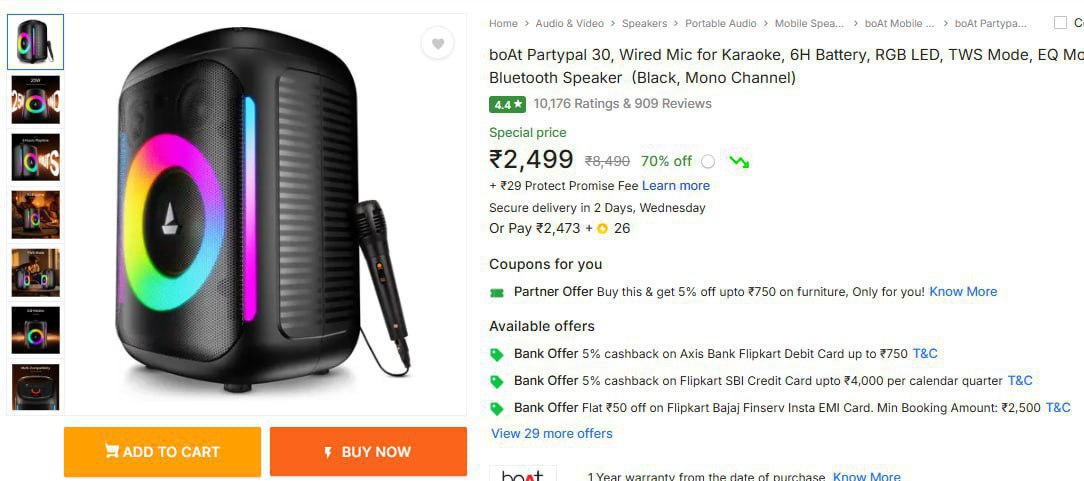 Boat Partypal Wired Mic For Karaoke 70 2499