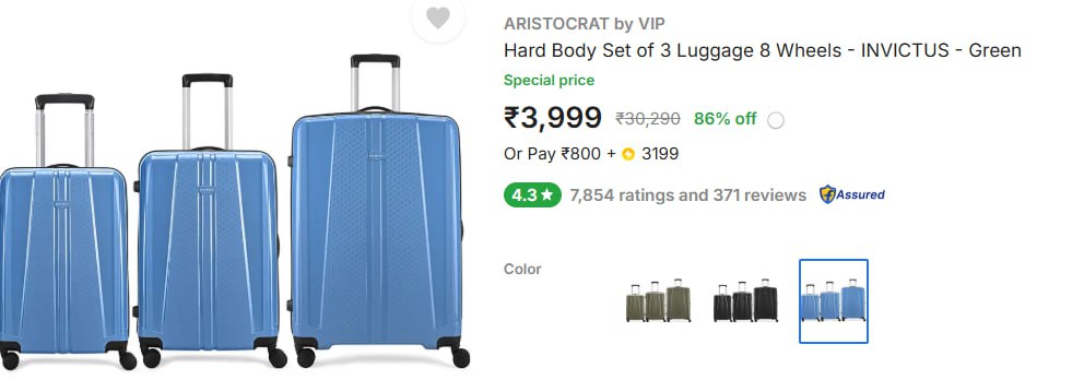 - Set Of 3 Luggage 8 Wheels At Rs 3999 Master Link -