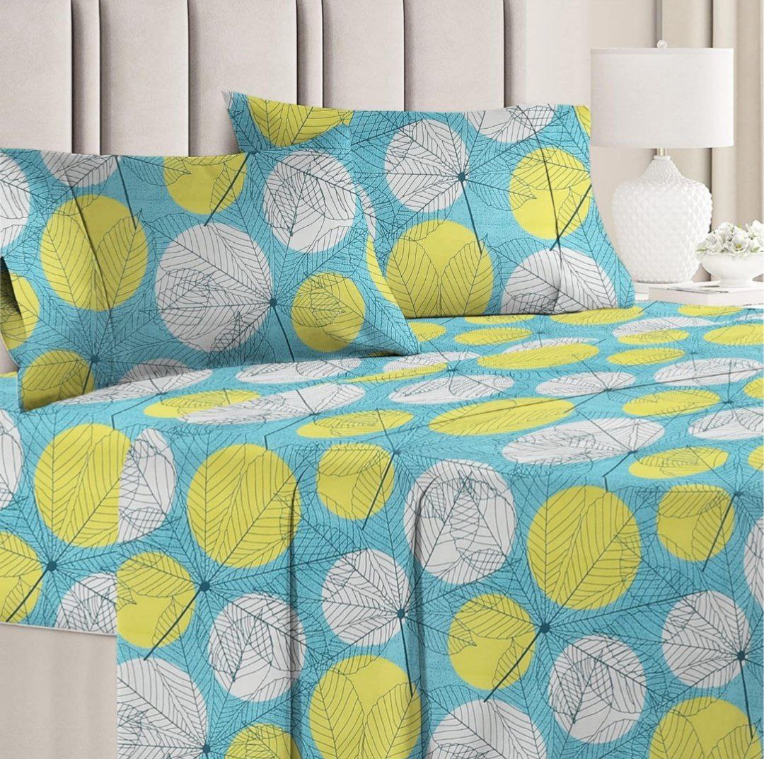 Bsb Home 3d Printed 144 Tc Microfiber Double Bedsheet With 2 King Size Pill