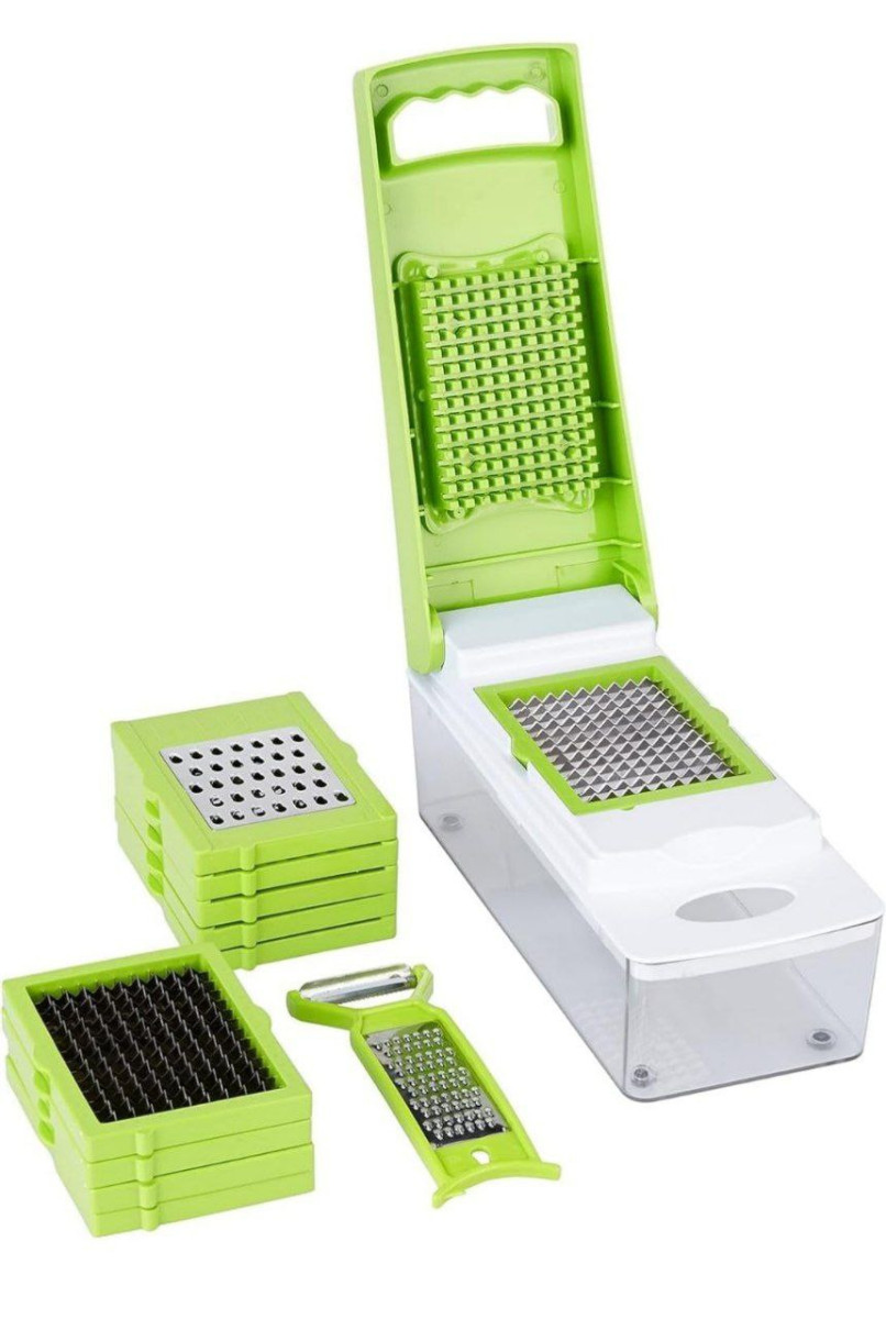 Solimo 11-in-1 Stainless Steel Multipurpose Vegetable And Fruit Chopper Gre