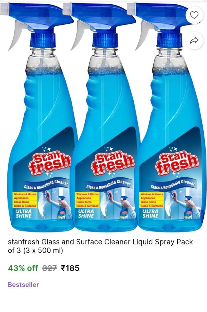 Glass And Surface Cleaner Liquid Spray Pack Of 3 185