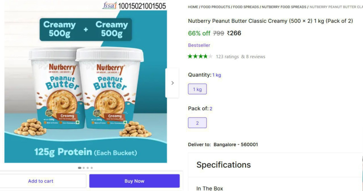 Shopsy Loot Nutberry Peanut Butter 1kg At 266