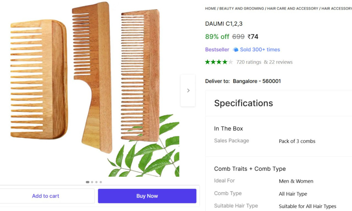 Shopsy Loot Pure Wooden Comb 74