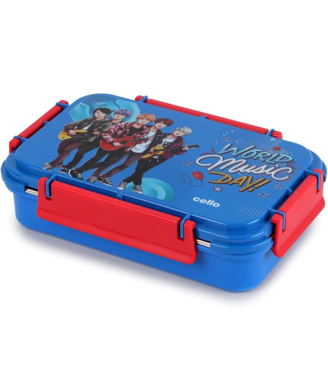 Cello Delish Insulated Lunch Box Blue Inner Stainless Steel Compartment 284