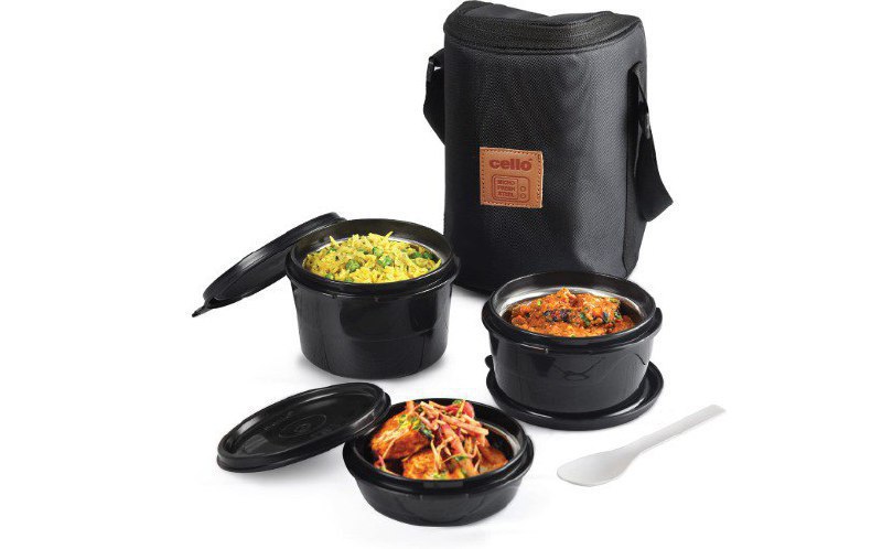 Cello All In One Lunch Box With Fabric Bag Blackdeal 549