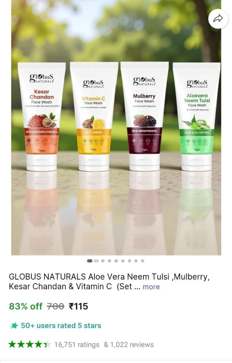 Globus Naturals Face Wash Pack Of 4 115