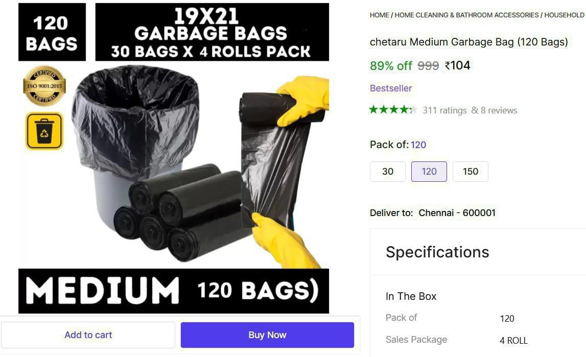 Shopsy Loot 120 Medium Garbage Bag 104