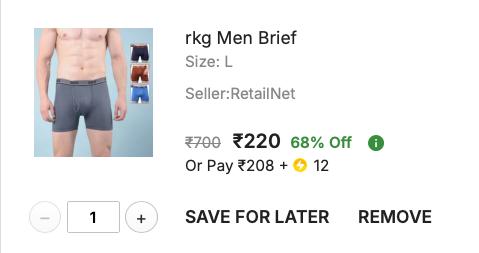 Flipkart Grab Pack Of Mens 4 Trunk By Dollar At 220 Each At 55 Pc
