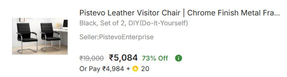 - Pistevo Leather Visitor Chair At Rs 5084