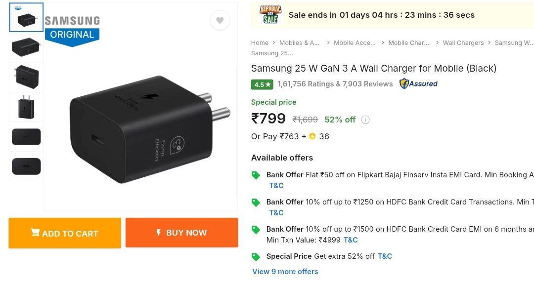 Samsung 25 W Gan 3 A Wall Charger For Mobile 799 Click Here To Join All Dea